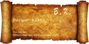 Berger Kitti névjegykártya